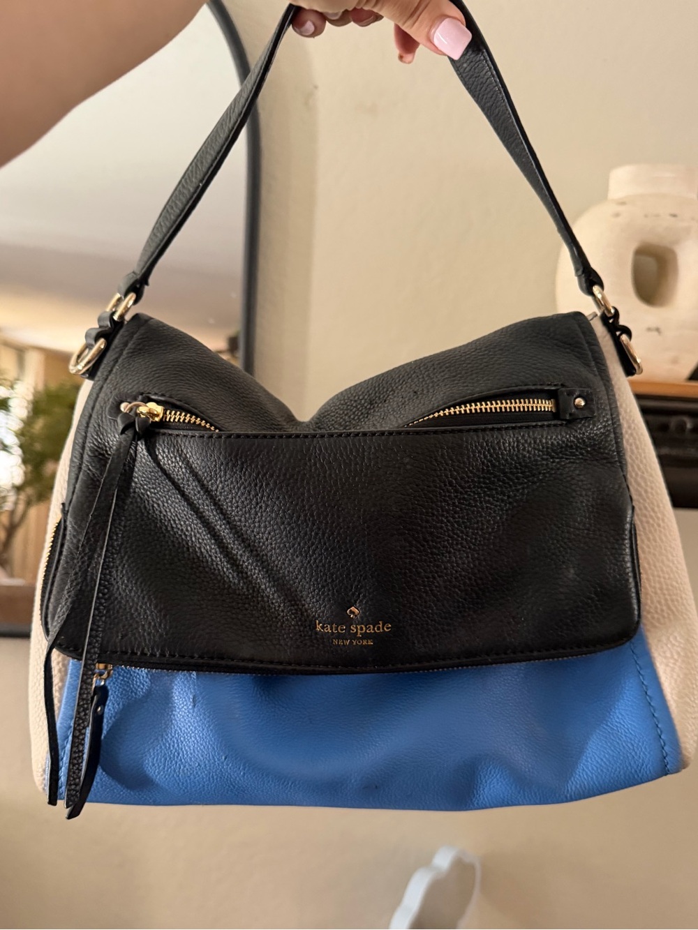 kate spade Colorblock Shoulder Bag in Black, Blue & Cream